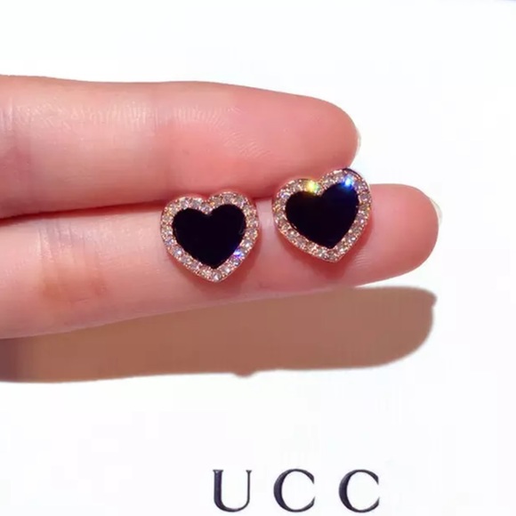 Jewelry - Zircon Stone Rose Gold Stud Earrings heart